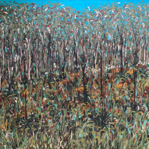 Oil painting by Josonia Palaitis depicting the thick Australian bush with a little sky showing